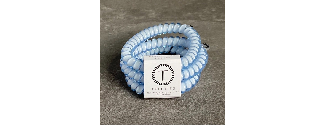 Small TELETIES Washed Denim Cord Hair Ties