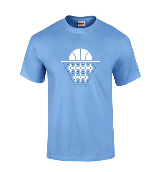 Argyle Basketball Net T-Shirt in Carolina Blue