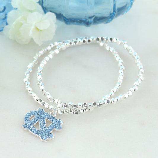 UNC Stretch Crystal Logo Bracelet by Seasons Jewelry