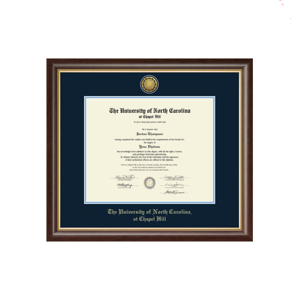 UNC Diploma Frame Gold Engraved Medallion in Hampshire
