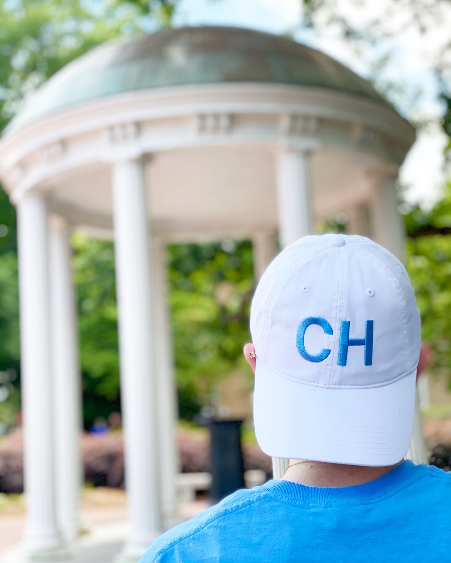 Chapel Hill Hat in White with Carolina Blue CH