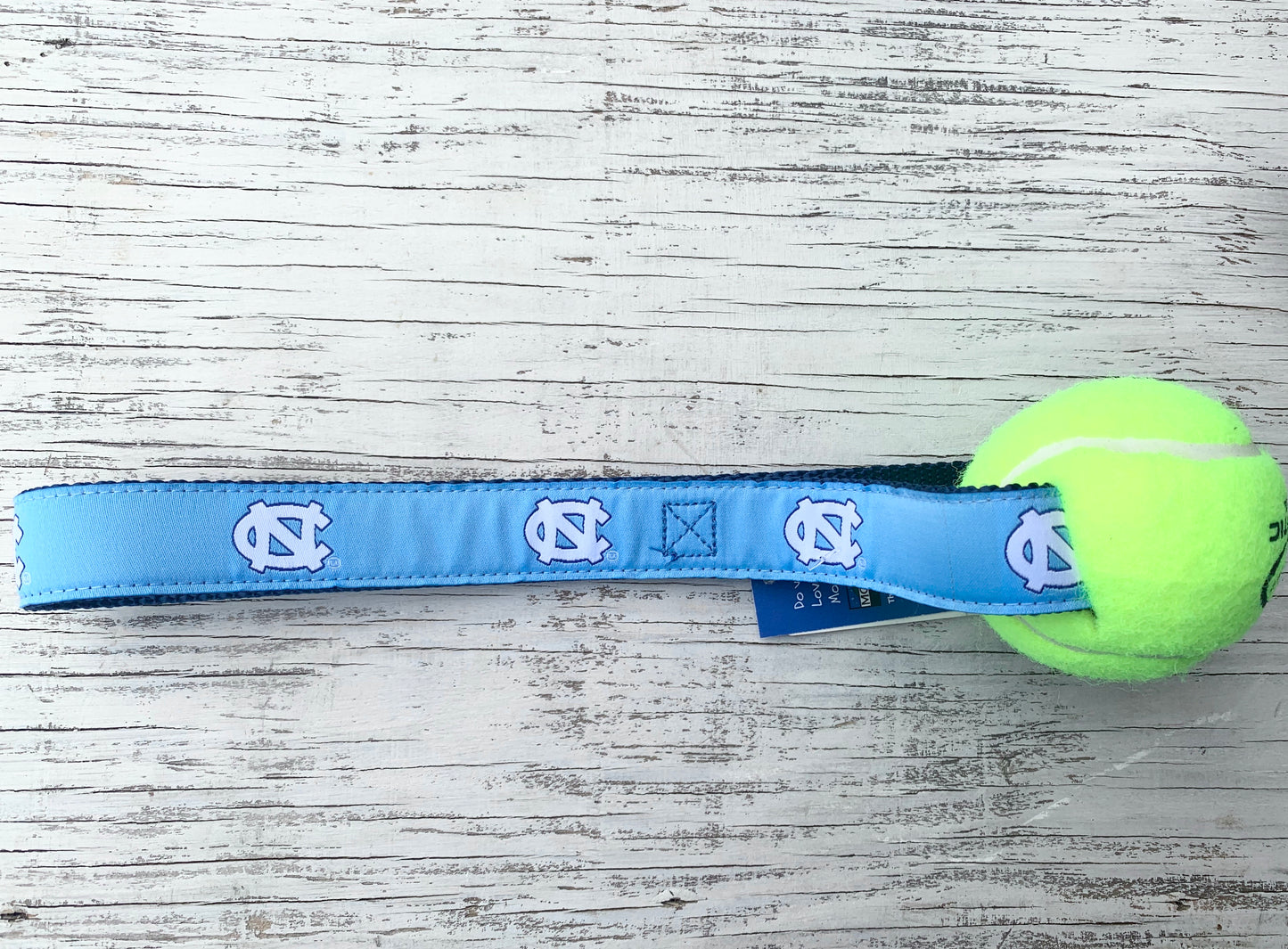 UNC Carolina Blue Dog Toy - Tennis Ball with Strap