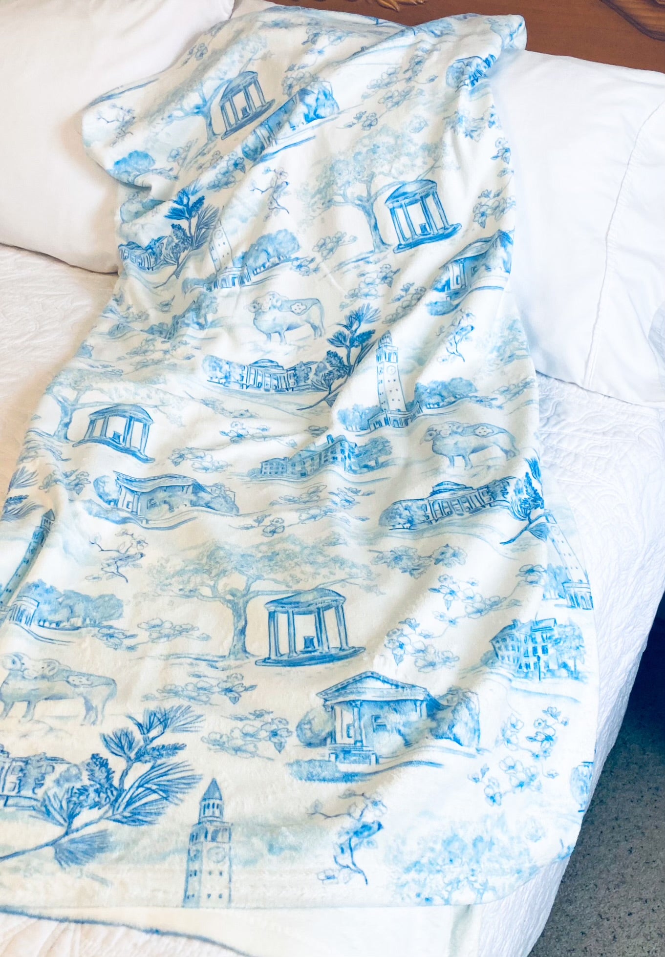 UNC Tar Heel Toile Throw Blanket from Nothing Finer
