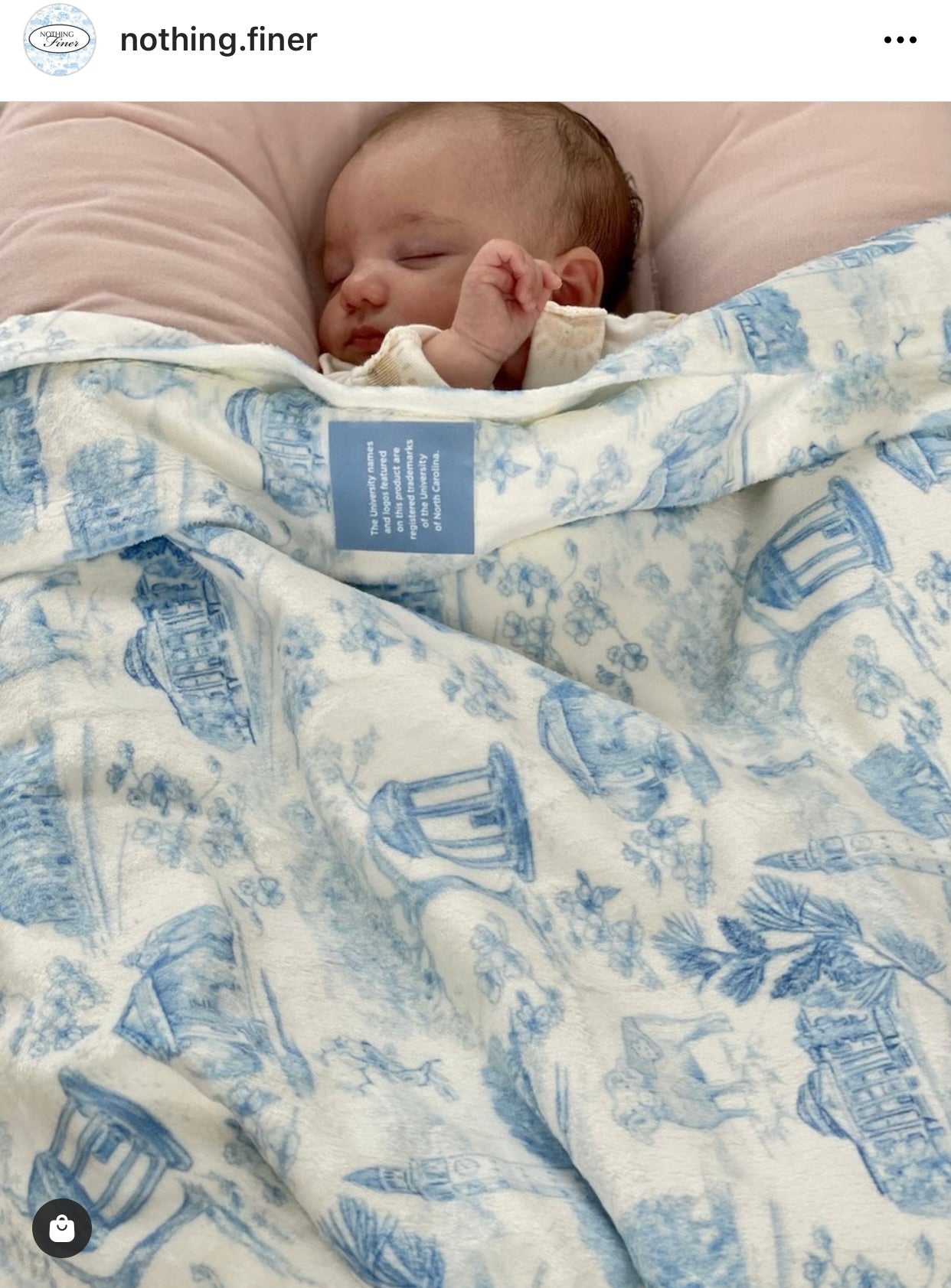 UNC Tar Heel Toile Throw Blanket from Nothing Finer