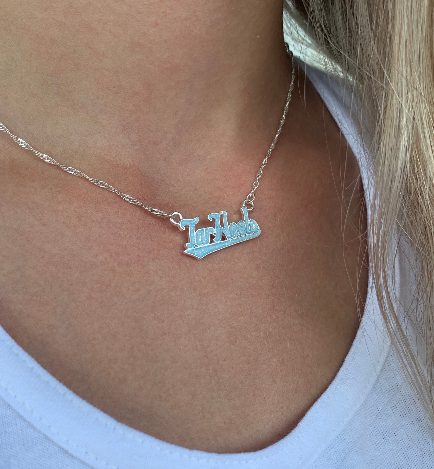 North Carolina Tar Heels Seasons Jewelry UNC Tar Heels Slogan Necklace