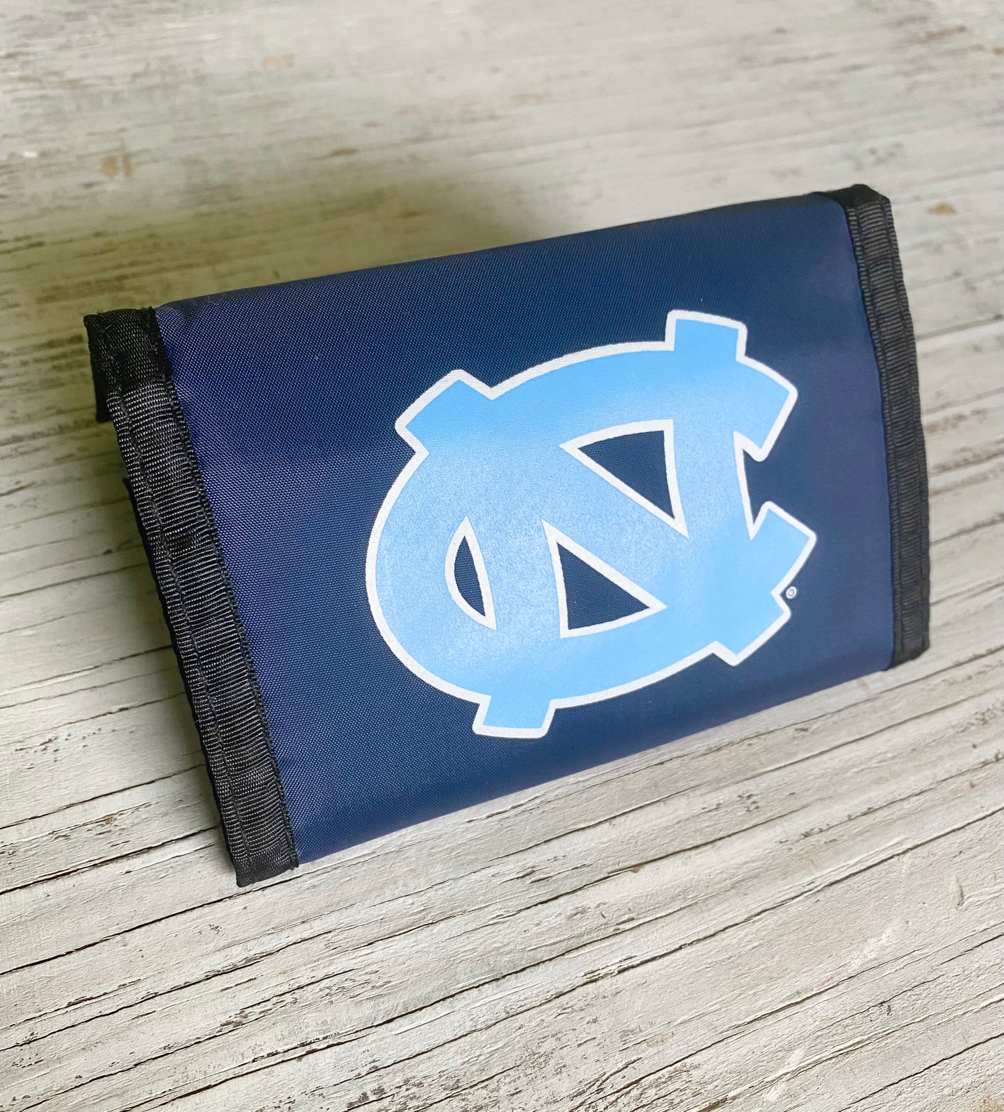 UNC Navy Nylon Trifold Velcro Wallet