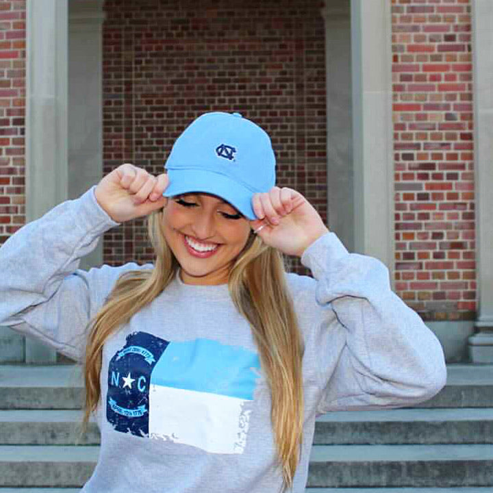 North Carolina Distressed State Flag Ash Grey Adult Sweatshirt