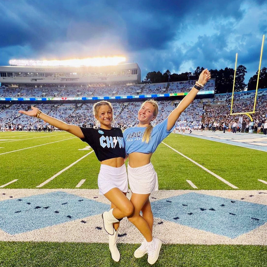 Chapel Hill North Carolina Rock Font Crop Top in Black