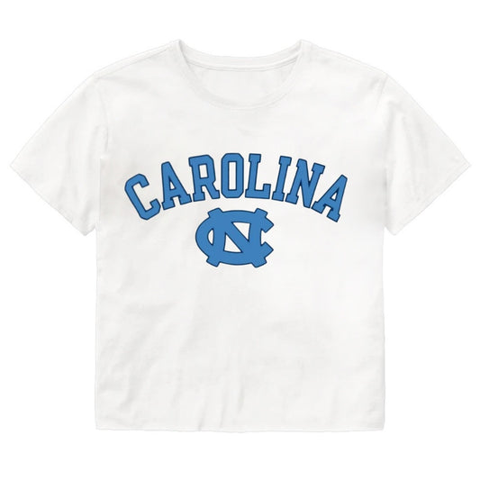 Carolina Tar Heels Basic White Cropped T-Shirt