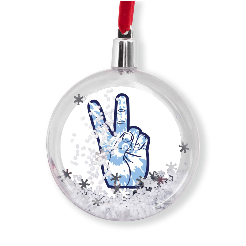 Carolina Blue Peace Sign Snow Globe Ornament