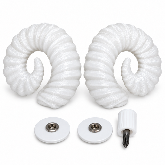 White Ram Horns Hat Accessory for North Carolina Game Day - Main View - Mystery Mutt Design