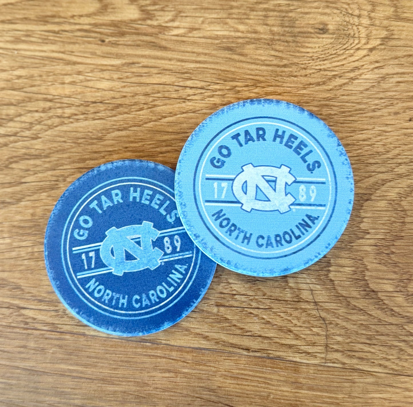 UNC Go Tar Heels Car Coasters Set of 2