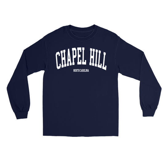 Chapel Hill North Carolina Classic Navy Adult Long Sleeve Tee