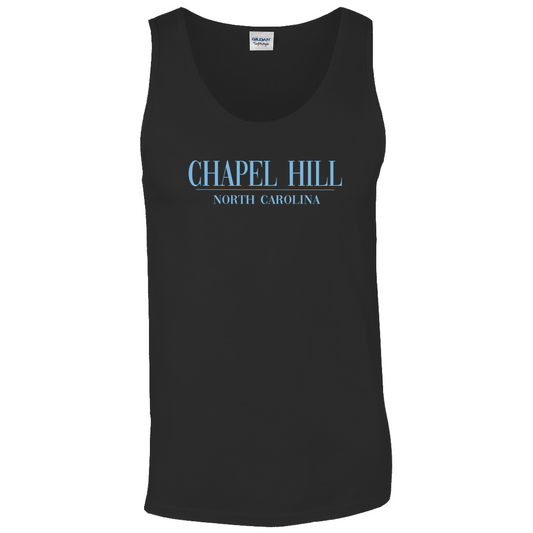 Chapel Hill North Carolina Tank Top CHILL Blue on Black