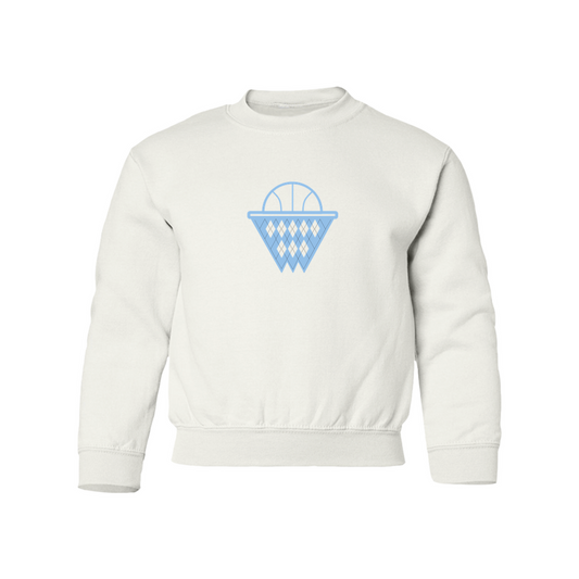 Carolina Blue and White Argyle Basketball Kid's Sweatshirt