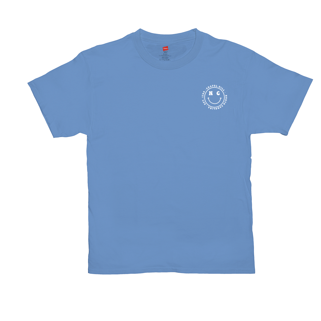North Carolina Blue Smiley Face T-Shirt by Shrunken Head