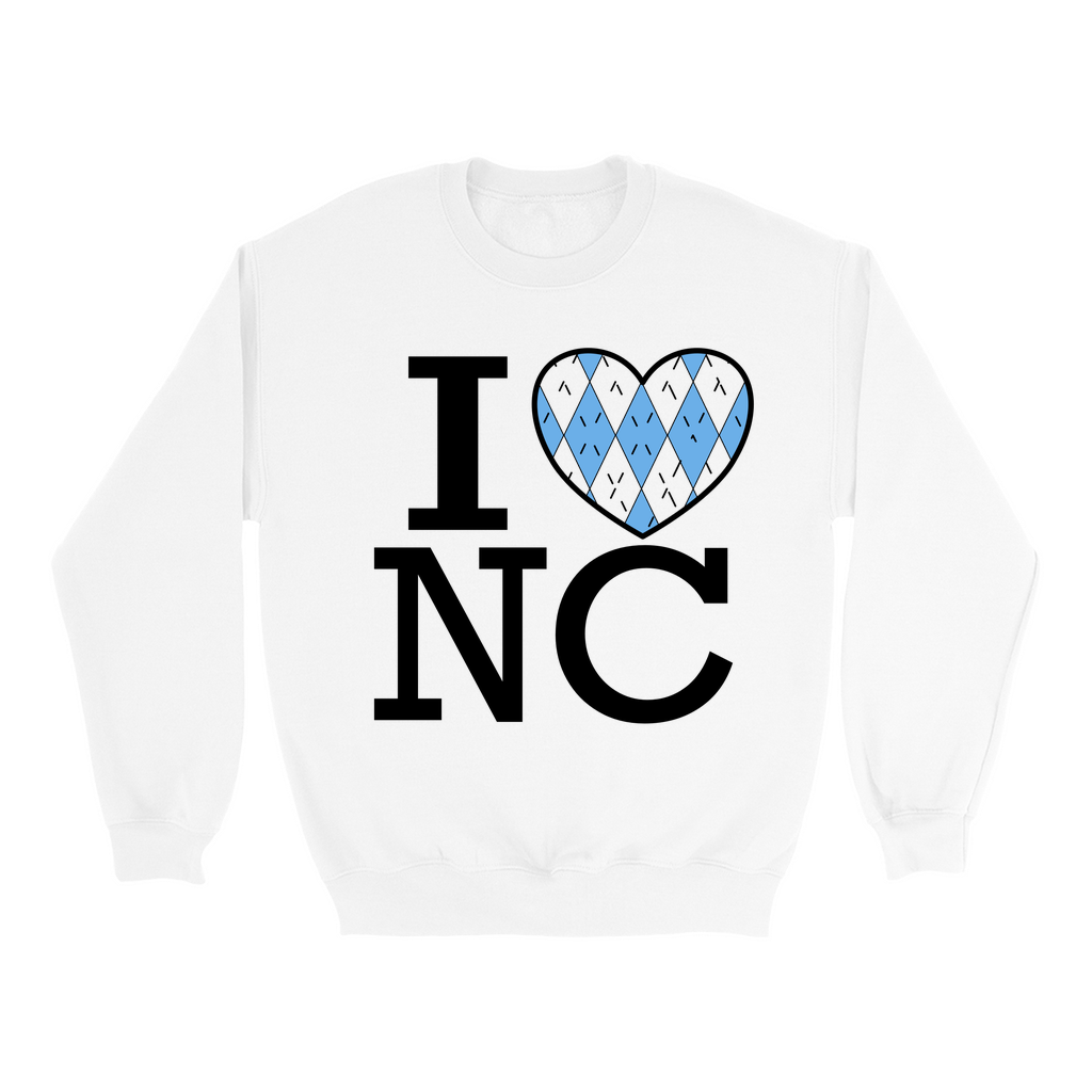 I Heart North Carolina Blue Argyle Sweatshirt by Shrunken Head