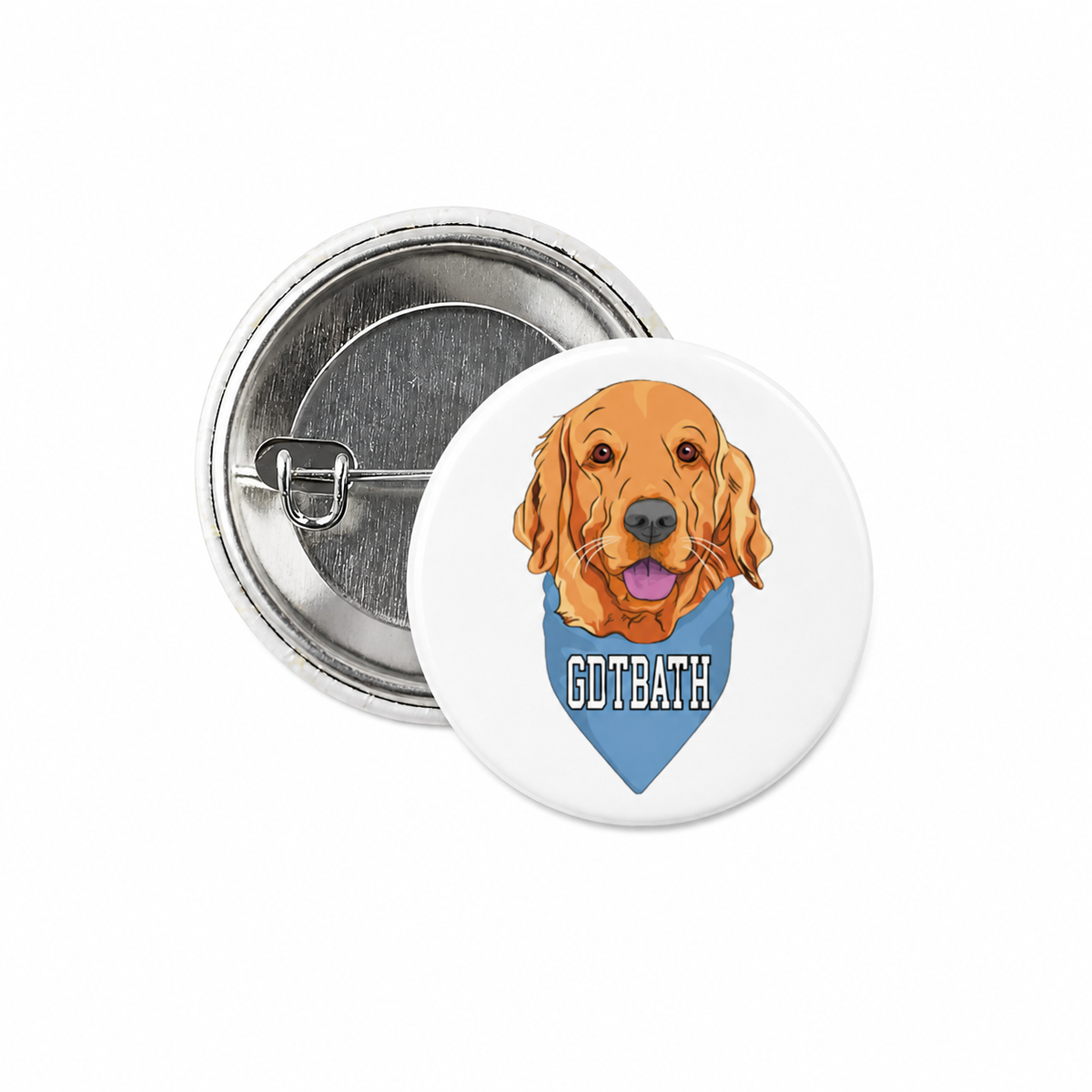 GDTBATH Golden Retriever Button Pin 1.25" - Main View - Shrunken Head