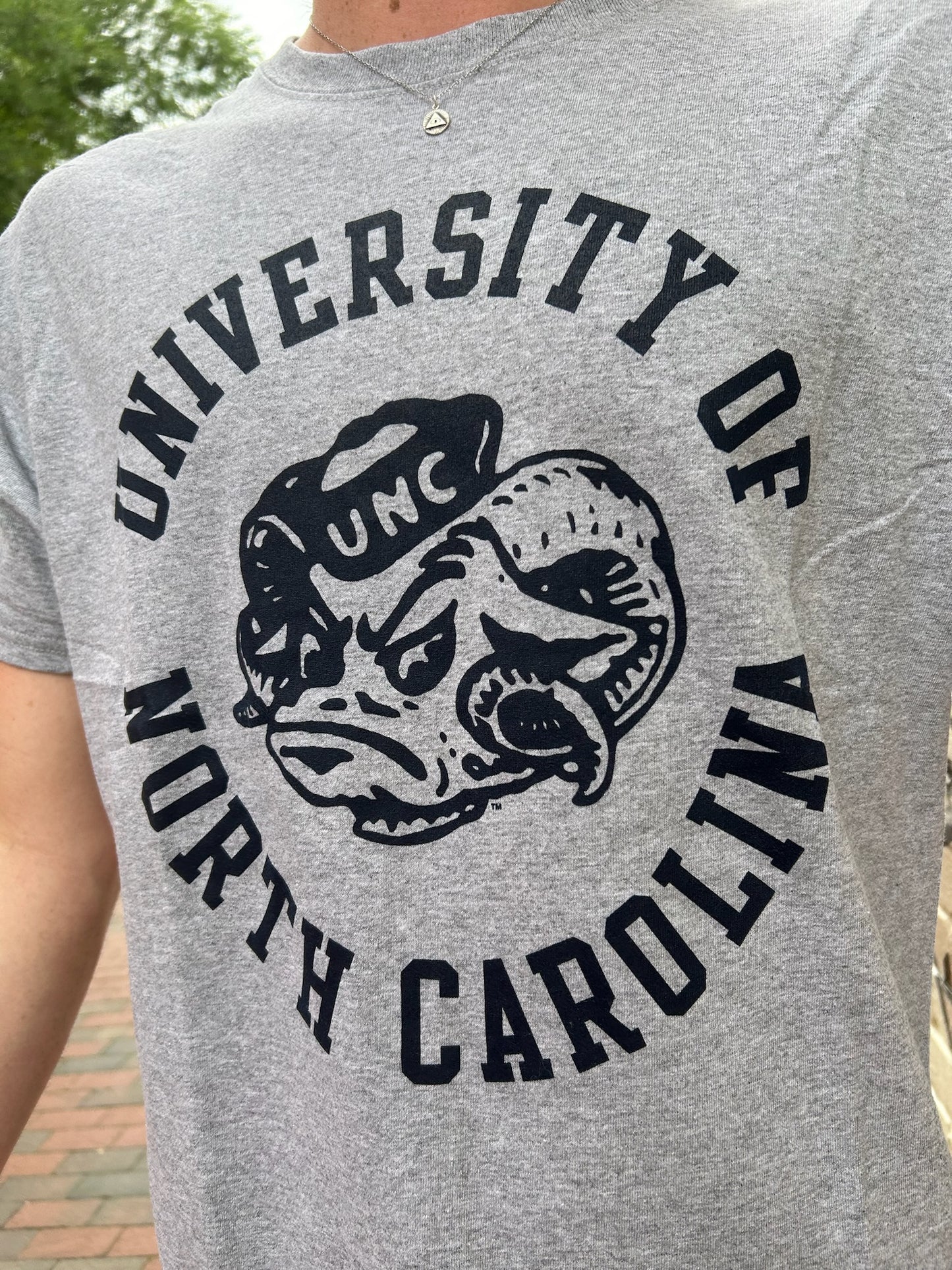 Vintage UNC Ram with Circle Design in Grey T-Shirt