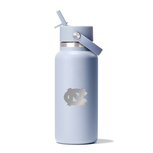 UNC Logo Light Blue Hydroflask Water Bottle 32 Oz