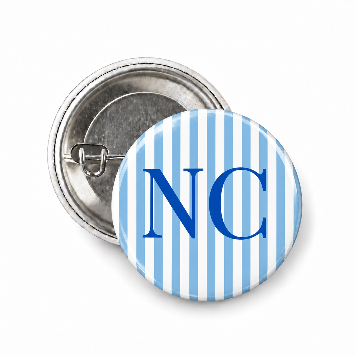 Carolina Blue Pin Striped North Carolina Button Pin 1.25"