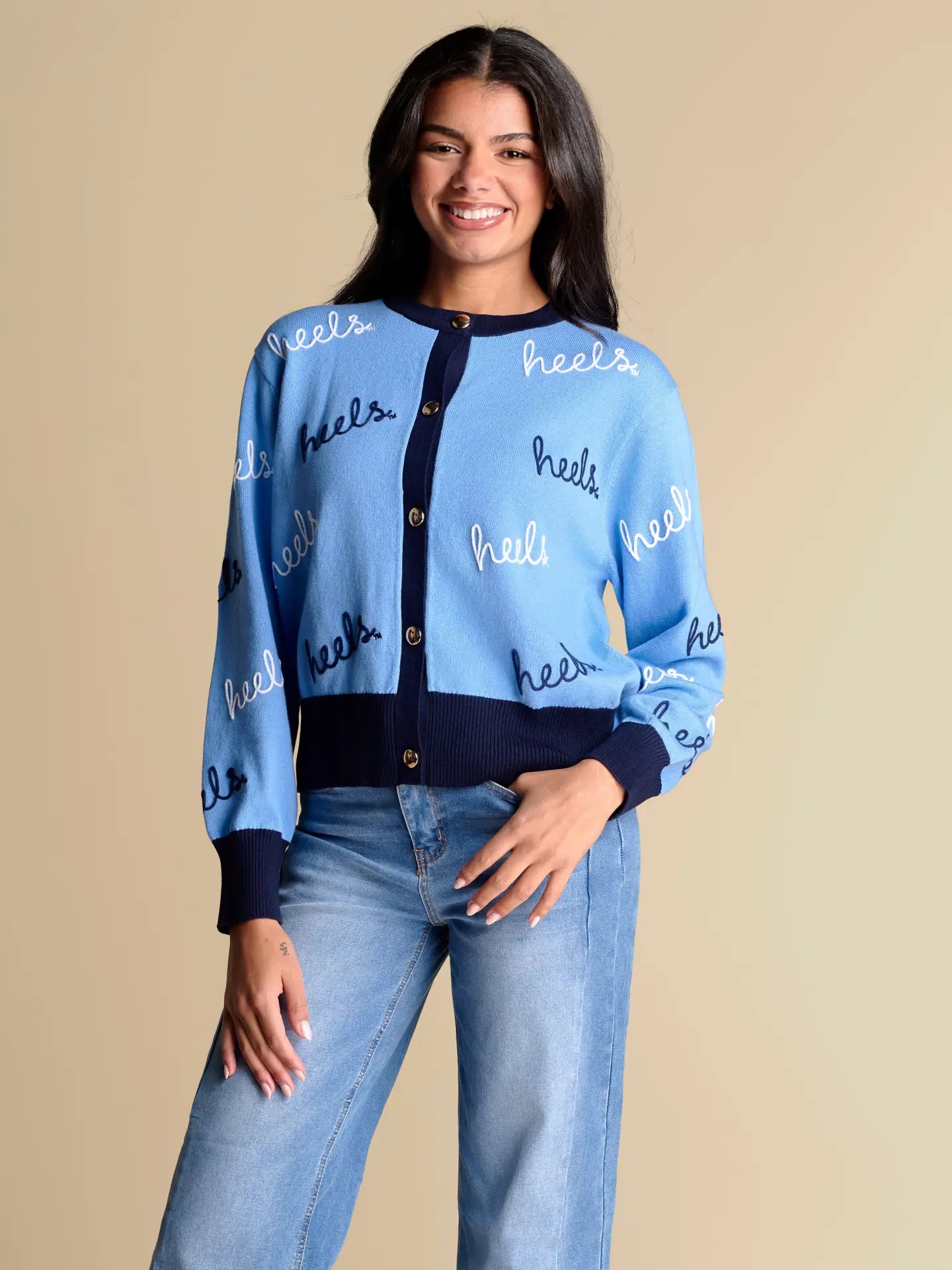 UNC Tar Heels Angled Rope Embroidery Cardigan Sweater