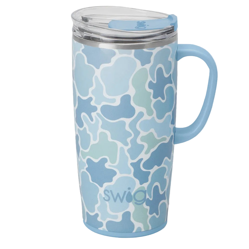 Saltwater Camo 22 oz Travel Mug with Handle - Main View - Swig