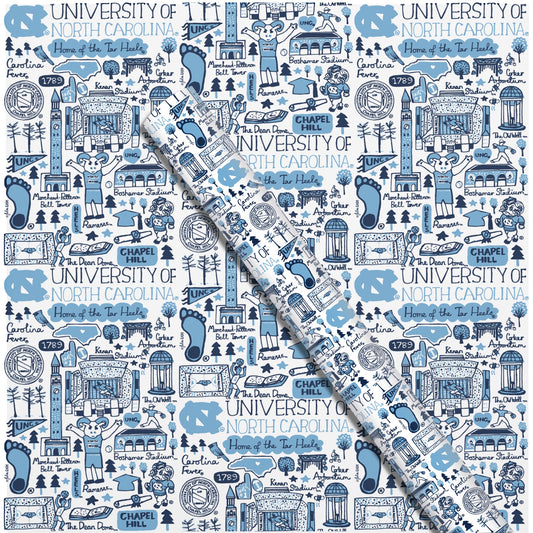 North Carolina Tar Heels Julia Gash Wrapping Paper - Main View - Julia Gash