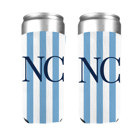 North Carolina Blue Striped Slim Can Cooler - Main View - Shrunken Head