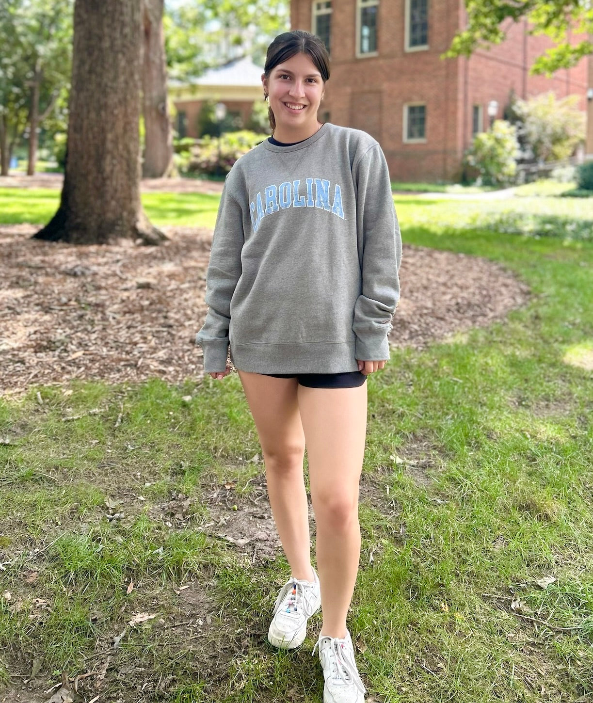 Grey UNC Crewneck Sweatshirt with Vintage CAROLINA Logo