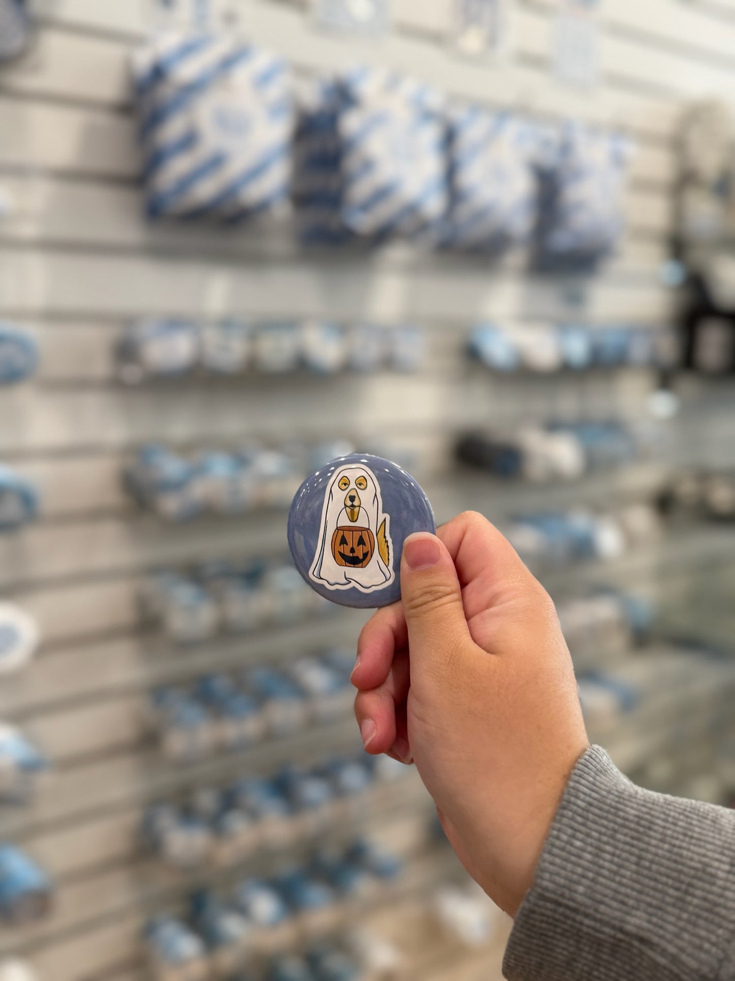 Trick or Treat Golden Retriever Button Pin