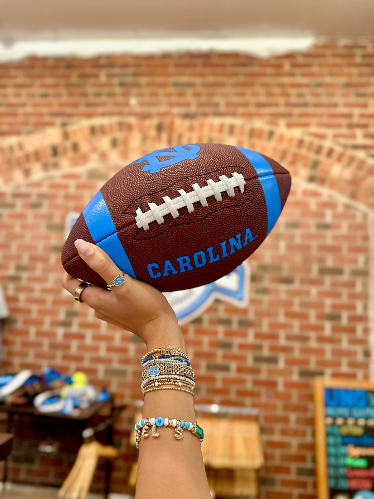 North Carolina Tar Heels Team Stripe Official Size Football - Main View - Logo Brands