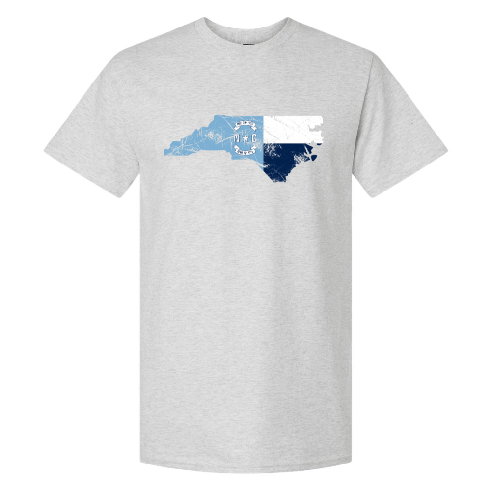 North Carolina Distressed State Flag Ash Grey Adult T-Shirt