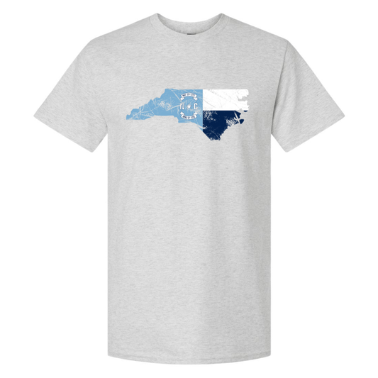 North Carolina Distressed State Flag Ash Grey Adult T-Shirt