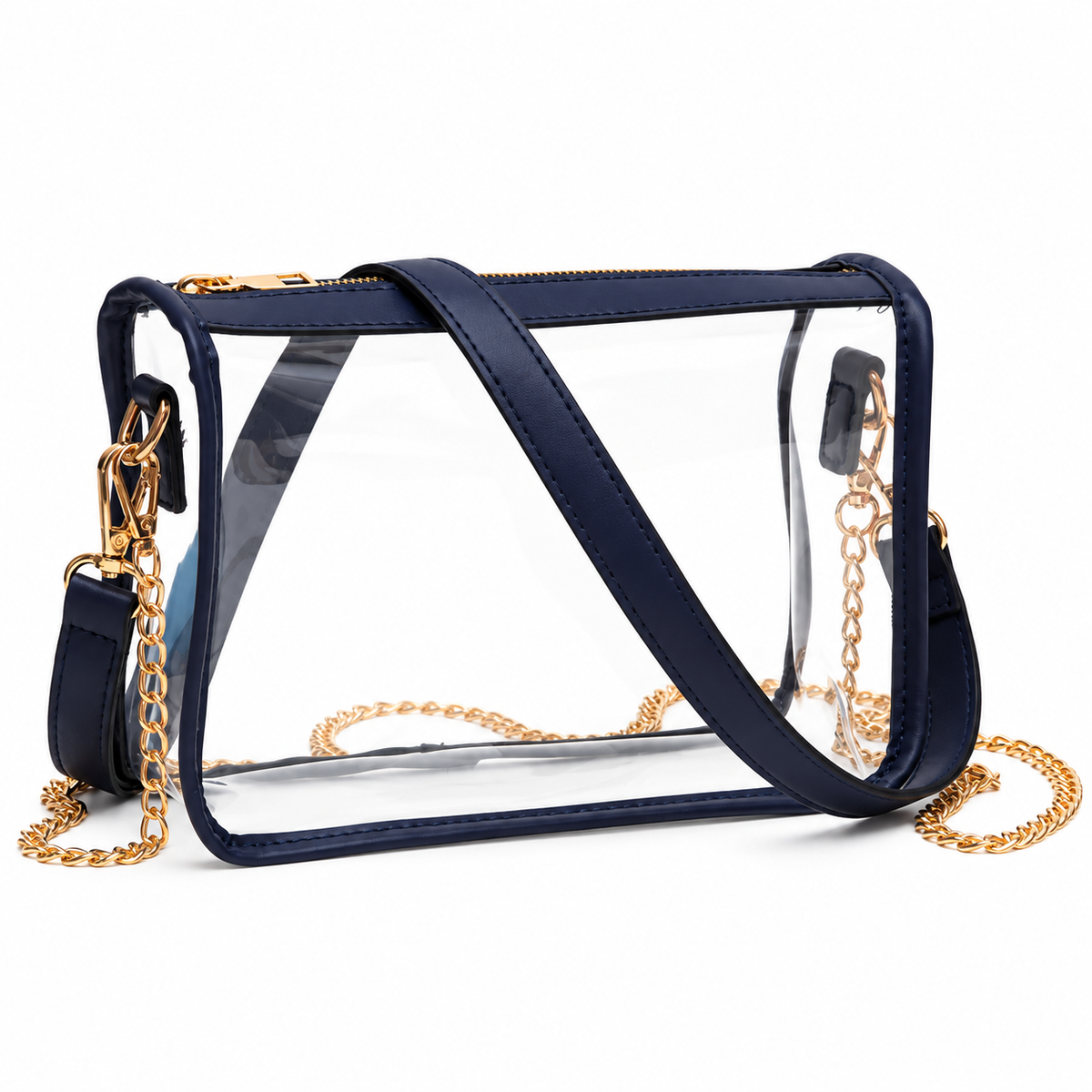 Clear Rectangle Stadium Crossbody Bag in Navy