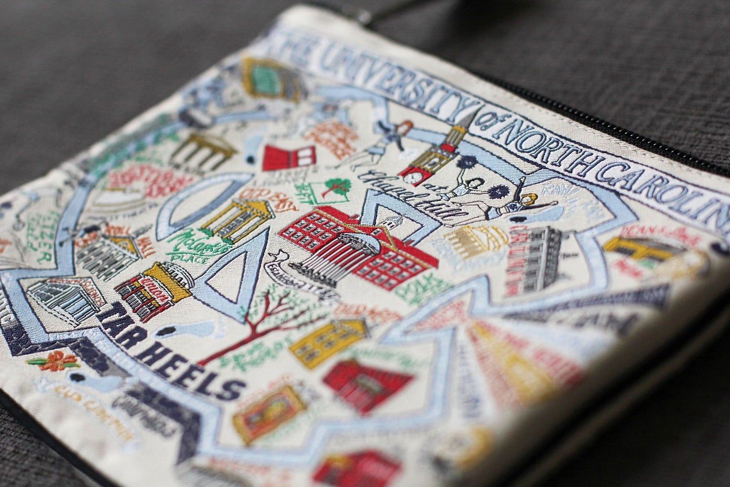 University of North Carolina Embroidered Zip Pouch by Cat Studio