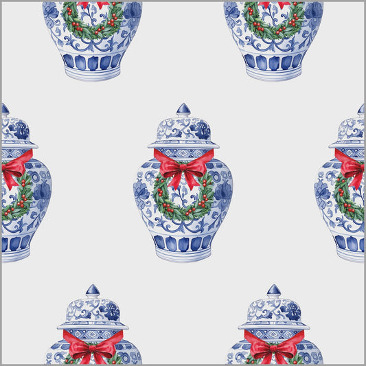 Continuous Roll Gift Wrap | Ginger Jar with Wreath - Main View - WH Hostess Social Stationery