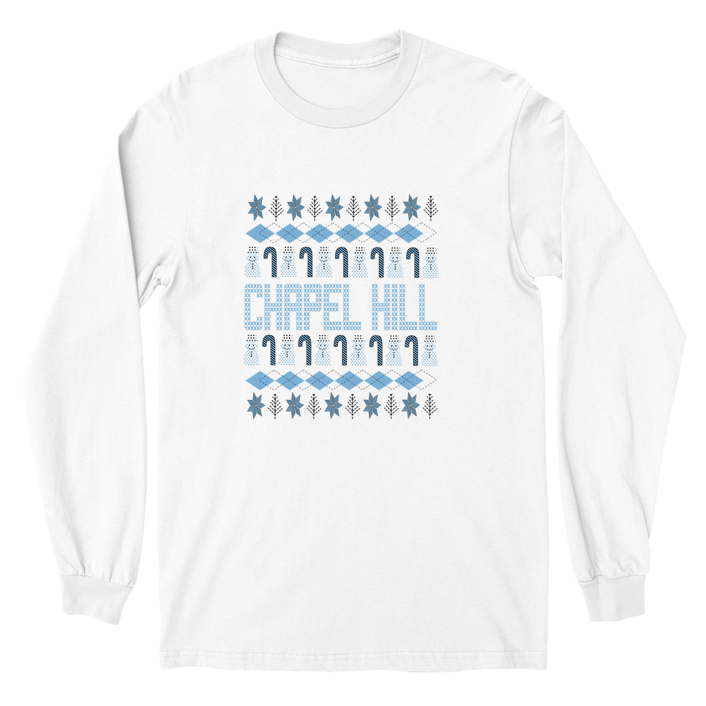 Chapel Hill Christmas Pattern White Kid's Long Sleeve T-Shirt