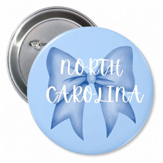 3 Inch North Carolina Bow Button Pin by Shrunken Head Brand