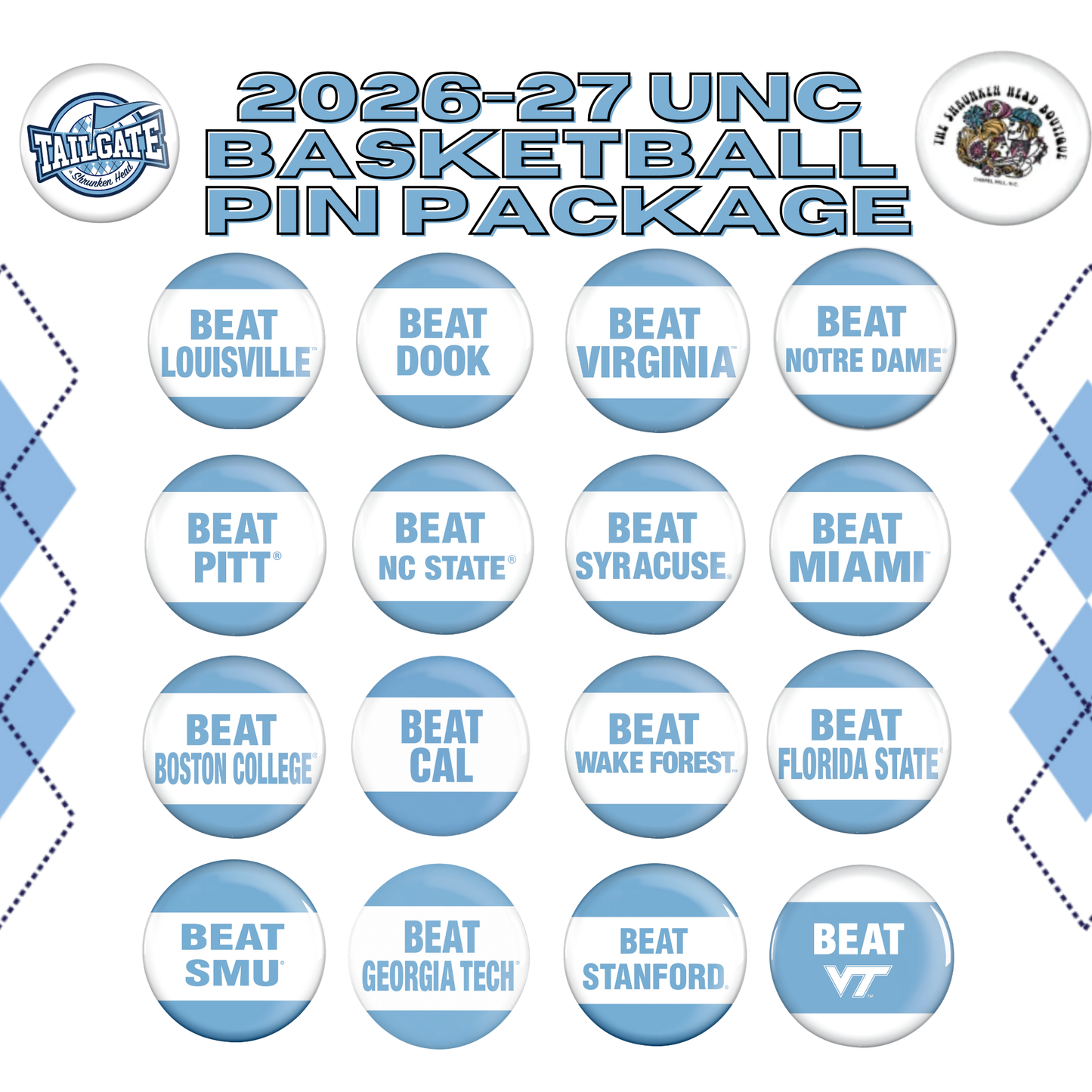 UNC Basketball Season Pin Package 2026-2027