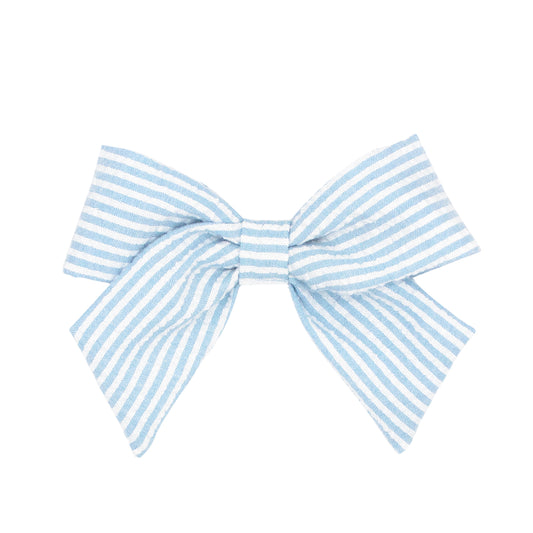 Carolina Blue Seersucker Hair Bow Classic