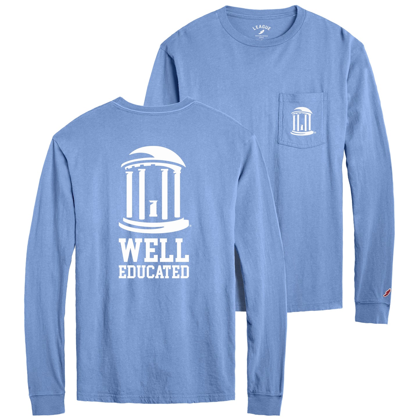 UNC Old Well Educated Long Sleeve T-Shirt in Carolina Blue