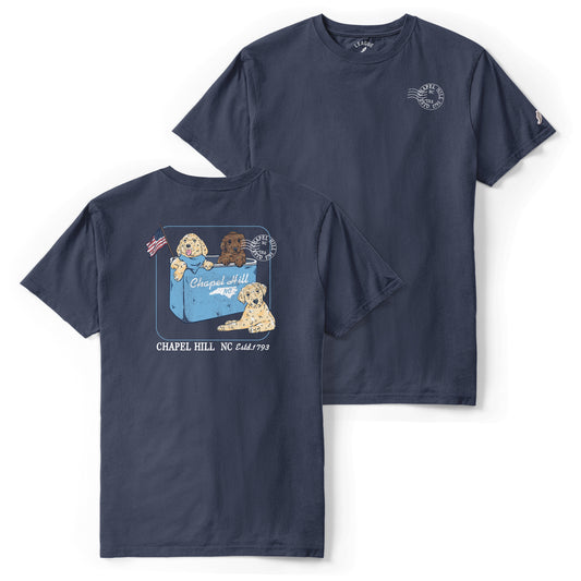 Chapel Hill Puppies in Cooler T-Shirt in Navy Blue