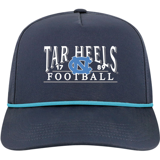 UNC Tar Heels Football Hat in Navy with Blue Rope