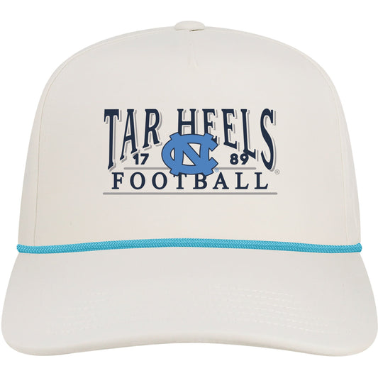 UNC Tar Heels Football Hat in White with Blue Rope