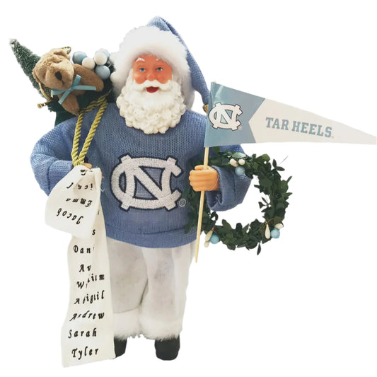 North Carolina Tar Heels Proud Fan Santa 12" Tall