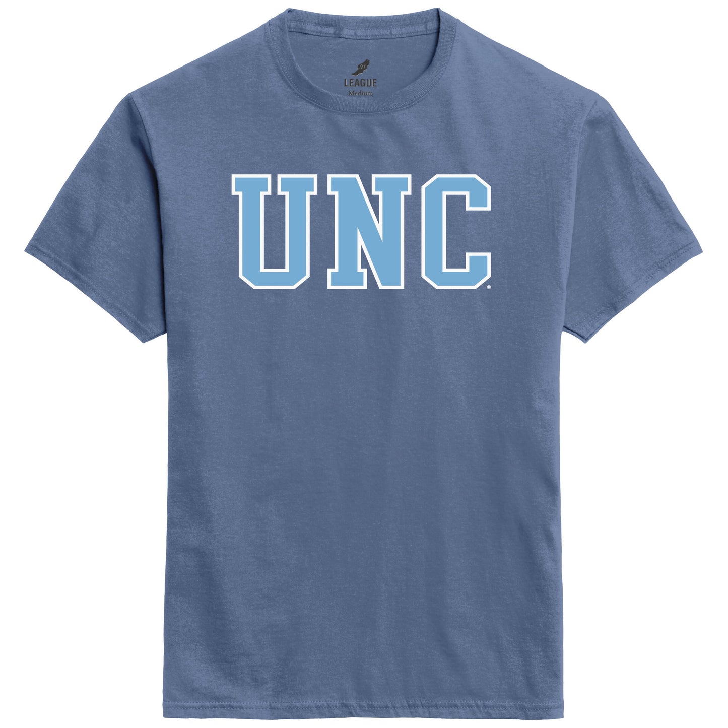 UNC Letters Adult T-Shirt in Denim Blue by League
