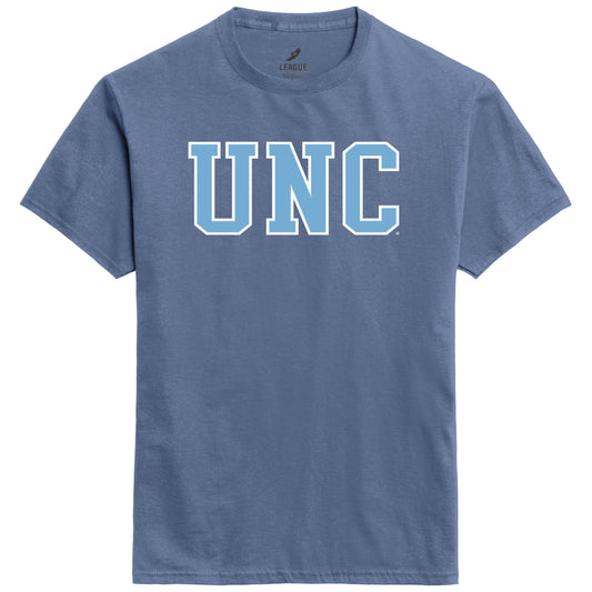 UNC Letters Adult T-Shirt in Denim Blue by League