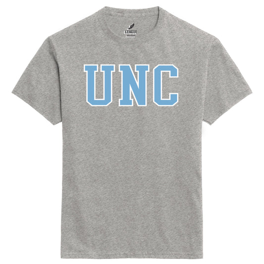 UNC Letters Adult T-Shirt in Grey by League