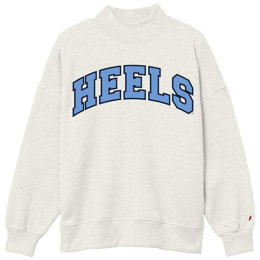 PREORDER- HEELS Embroidered Mock Neck Sweatshirt in Oatmeal by League